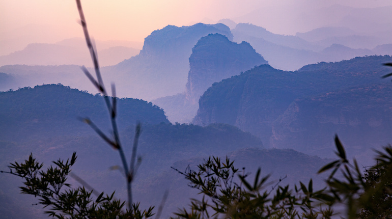 Purple and cream coloured sunset view from pachmarhi