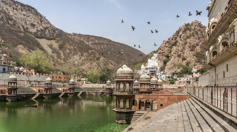 lake at the city palace in Alwar